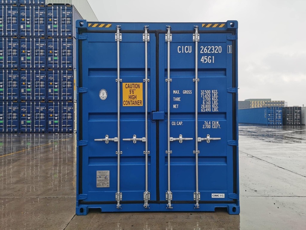 Blue shipping container